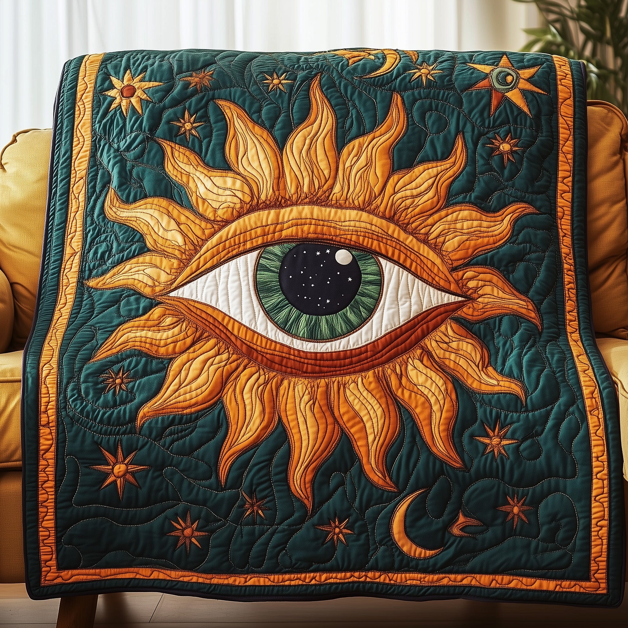 Awakening Eye Mystic Symbol Spiritual Quilted Blanket All Seeing Eye Yoga Gifts