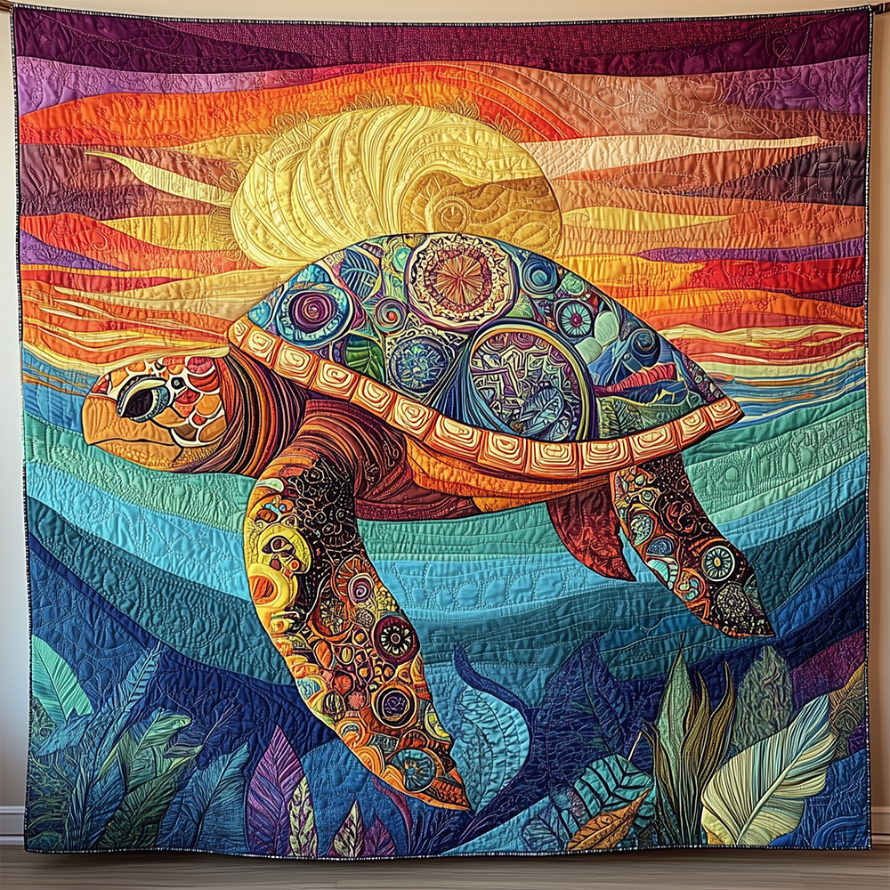 Awakening Of The Sea Turtle Beach Quilted Blanket Summer Coastal Gift Turtle Themed Gifts