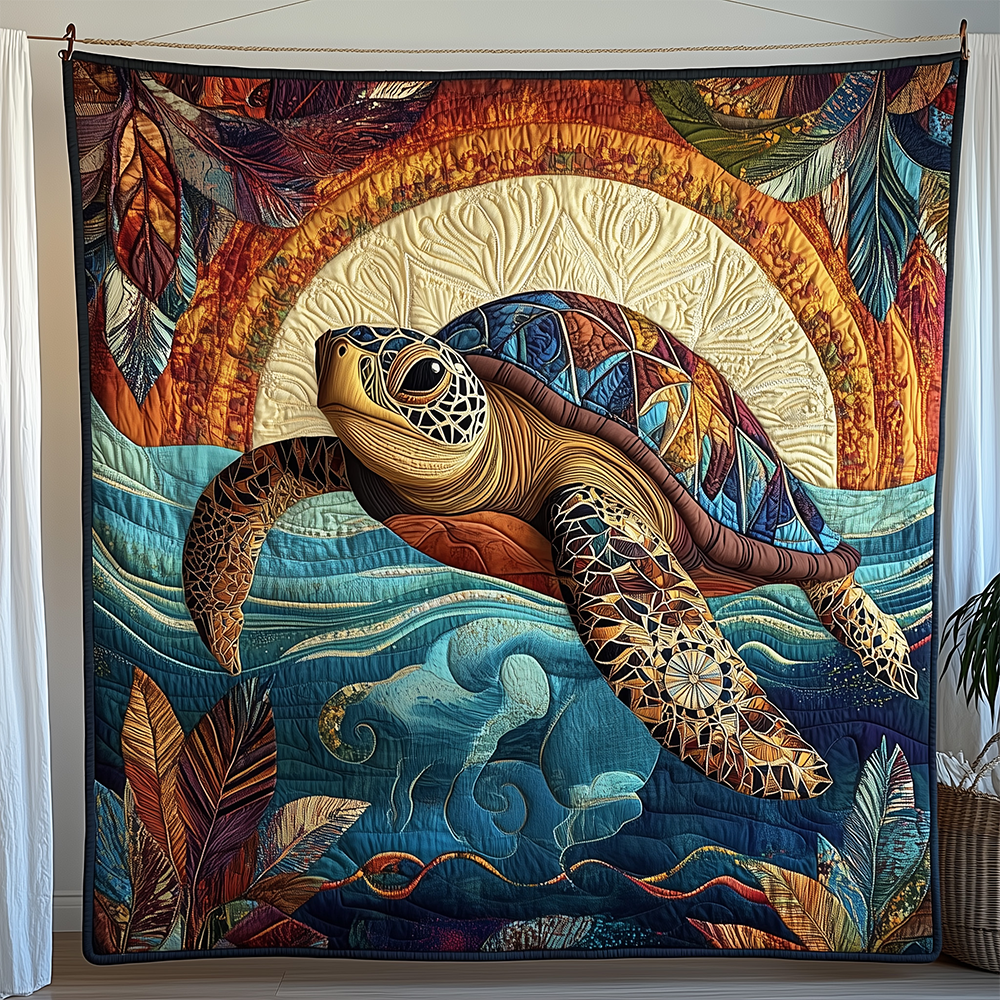 Awakening Of The Sea Turtle Marine Quilted Blanket Ocean Lover Coastal Turtle Themed Gifts