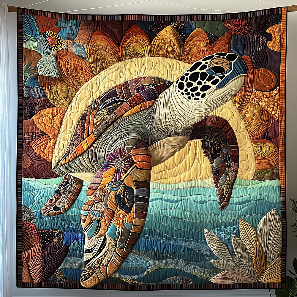 Awakening Of The Sea Turtle Ocean Quilted Blanket Sea Turtle Marine Life Turtle Themed Gifts
