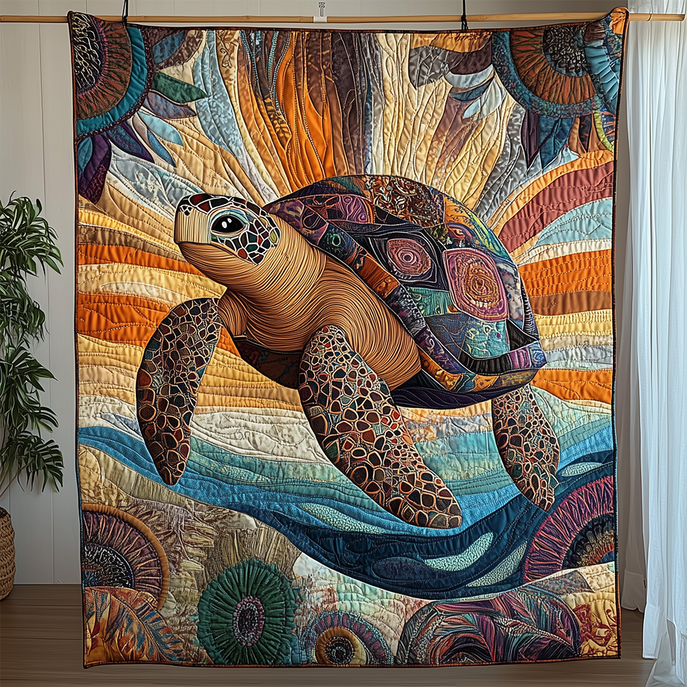Awakening Of The Sea Turtle Turtle Quilted Blanket Beach Tropical Turtle Themed Gifts