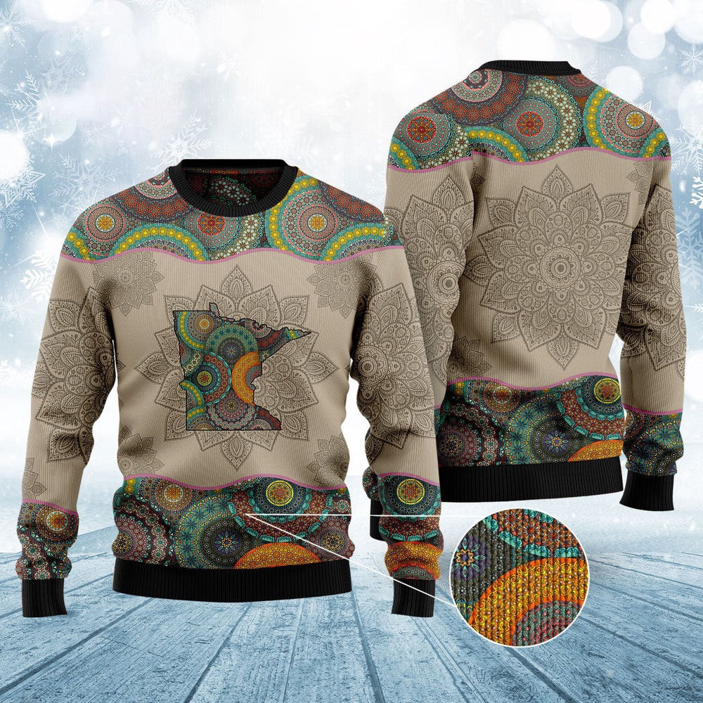Awesome Minnesota Mandala Ugly Christmas Sweater Funny Ugly Christmas Sweater Holiday Gifts