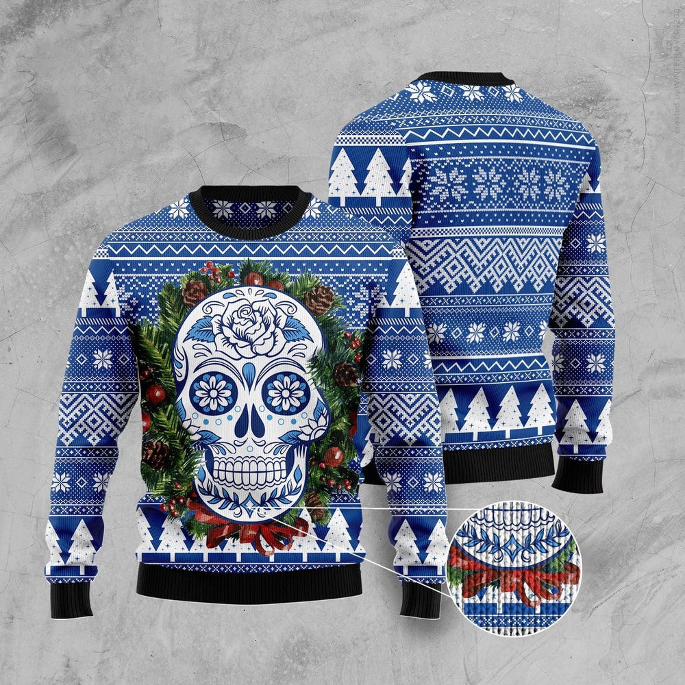 Awesome Sugar Skull Ugly Christmas Sweater Funny Ugly Christmas Sweater Holiday Gifts