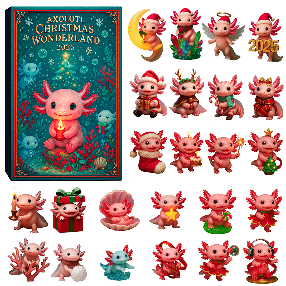 Axolotl Christmas Wonderland 2025 Advent Calendar Holiday Countdown Calendar Secret Santa Gifts