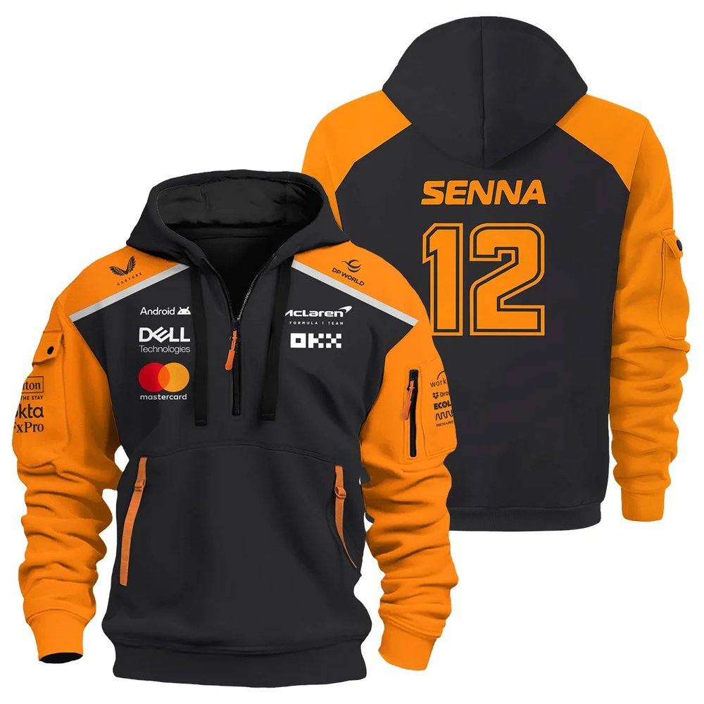 Ayrton Senna The Racing Legend McLaren F1 Quarter Zip Hoodie Gifts For Him