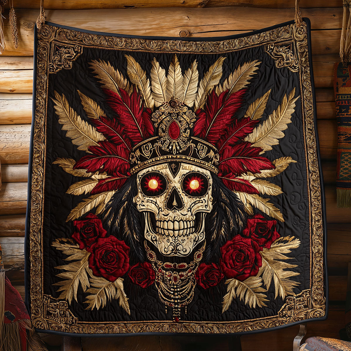 Azerk Regal Skull Quilt Best Halloween Gift For Friends and Family