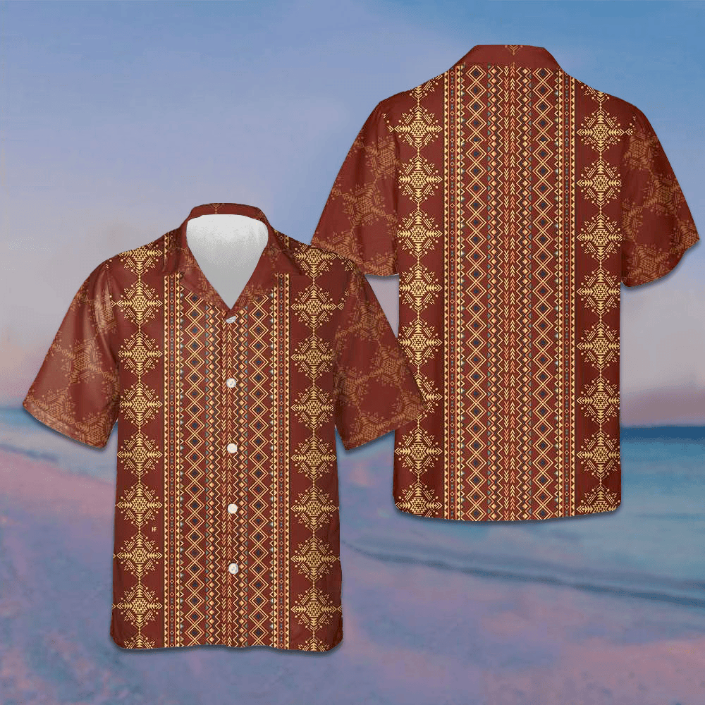 Aztec Geometric Vintage Pattern Hawaiian Shirt Native American Shirt Gifts For Him