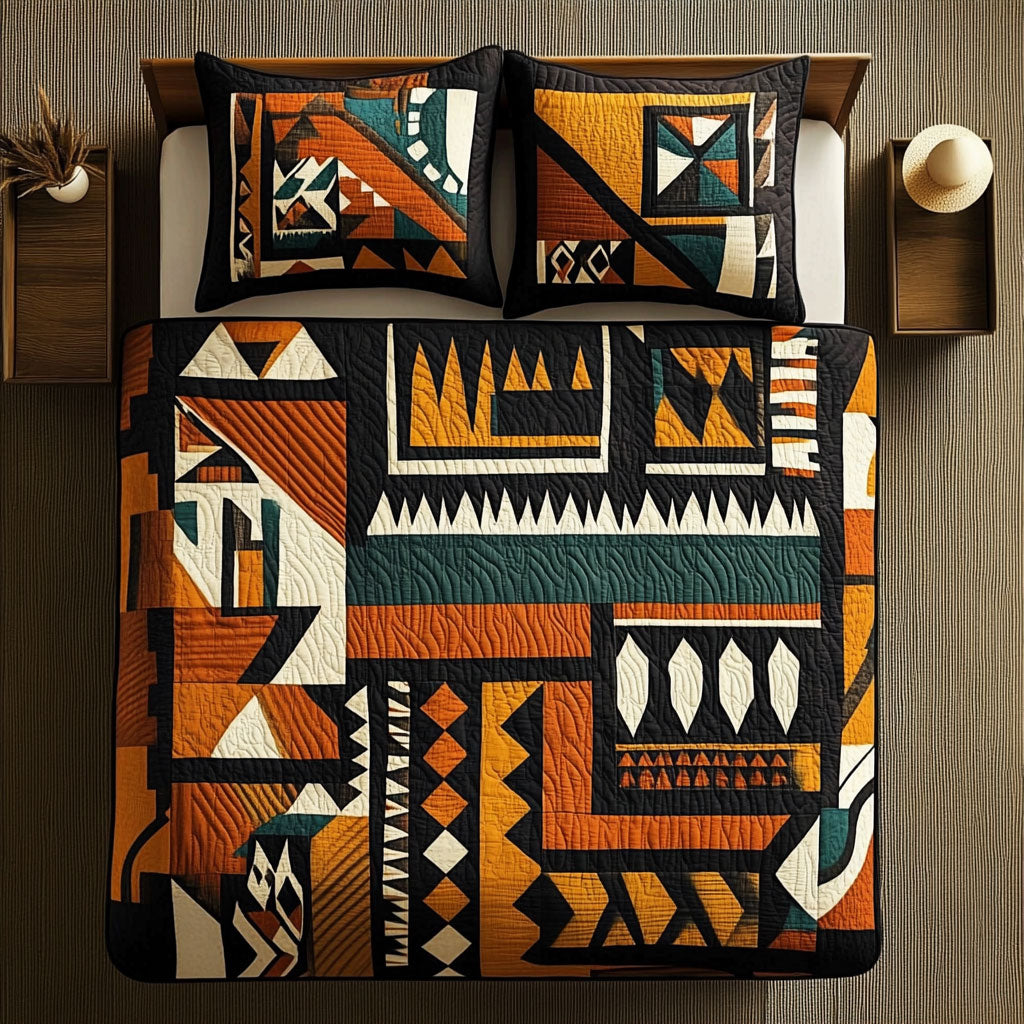 Aztec Tribal Symbols Quilted Bedding Set Duvet Cover Bedspread Present Ideas For Her