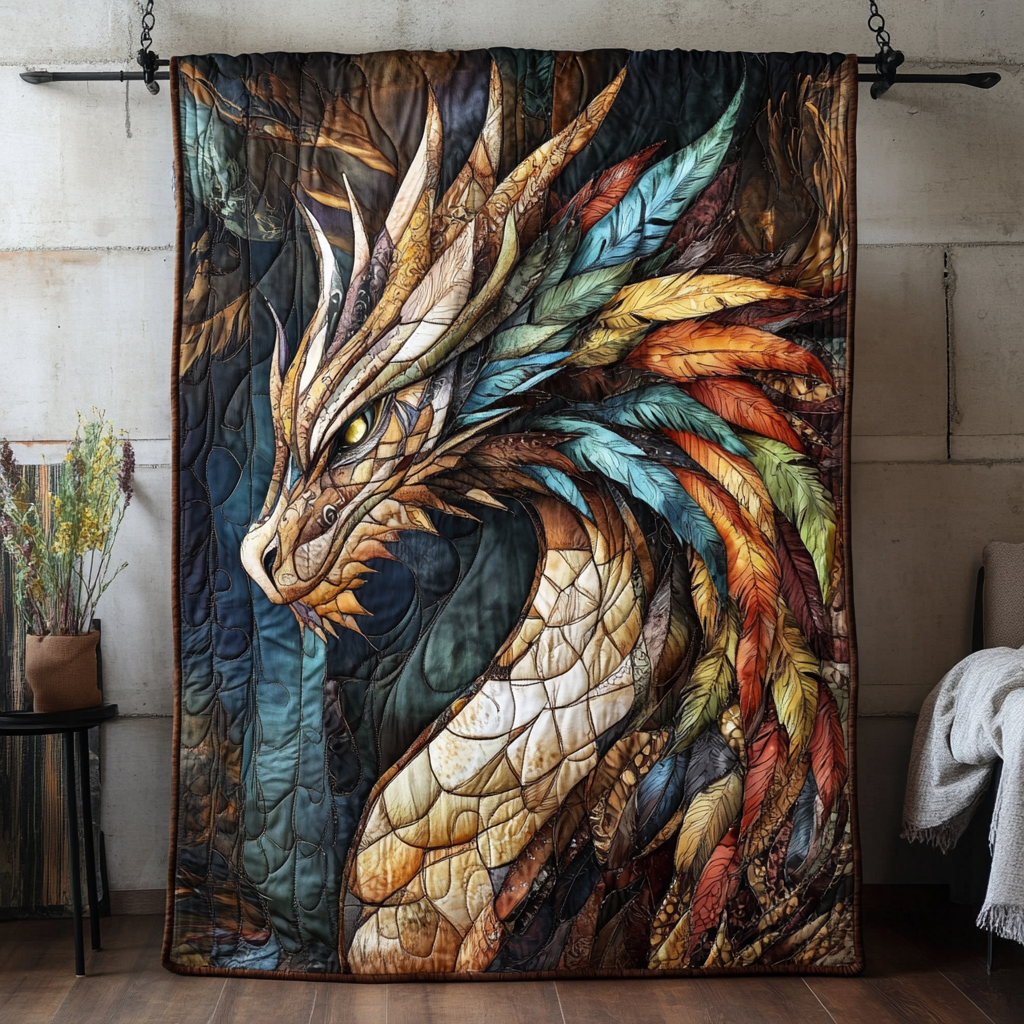 Azure Blaze Quilted Blanket Presents For Dragon Lovers