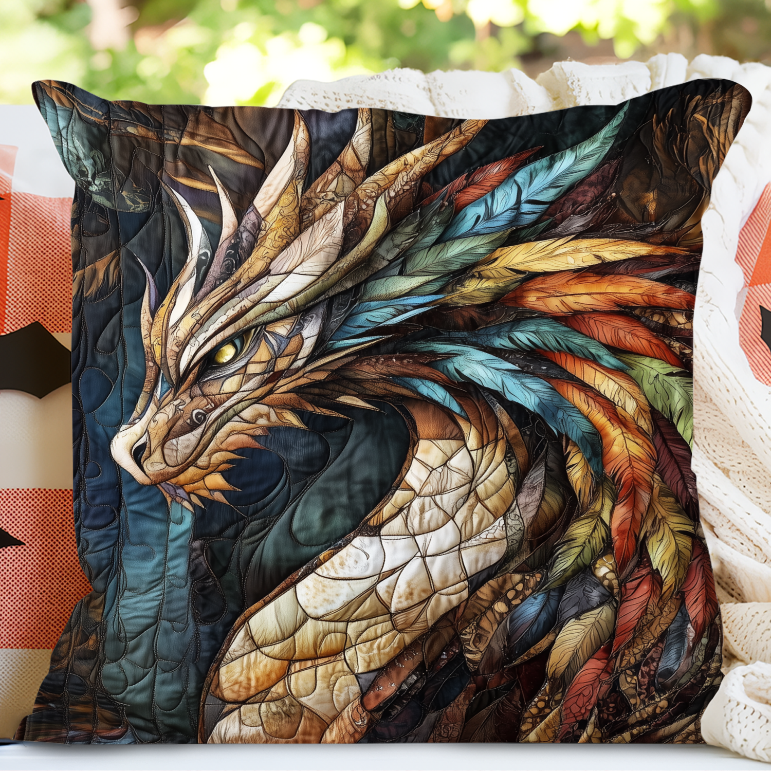 Azure Blaze Quilted Pillow Case Farmhouse Christmas Pillow Cover