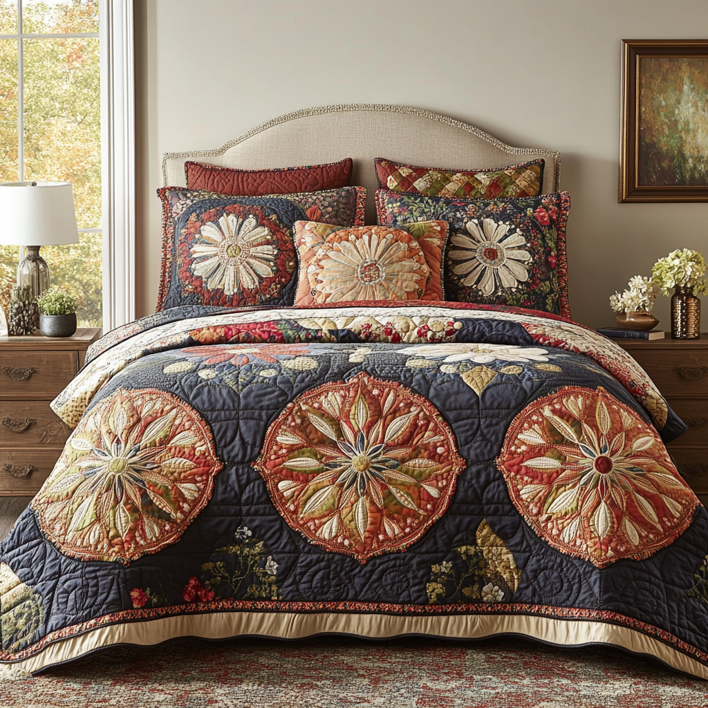Azure Garden Quilted Bedding Set Holiday Duvet Covers Christmas Floral Gifts