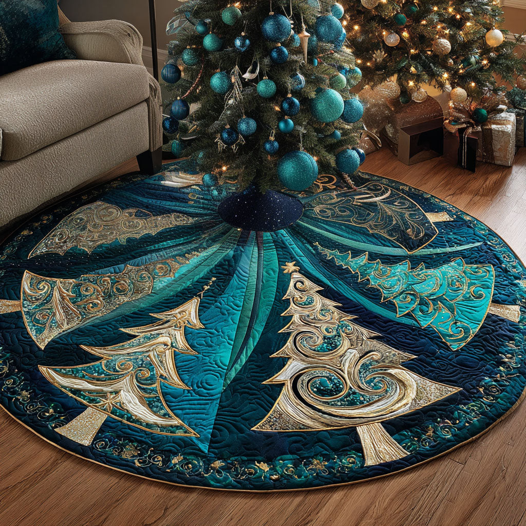 Azure Glow Quilted Tree Skirt Xmas Tree Decorations Good Gifts For Christmas