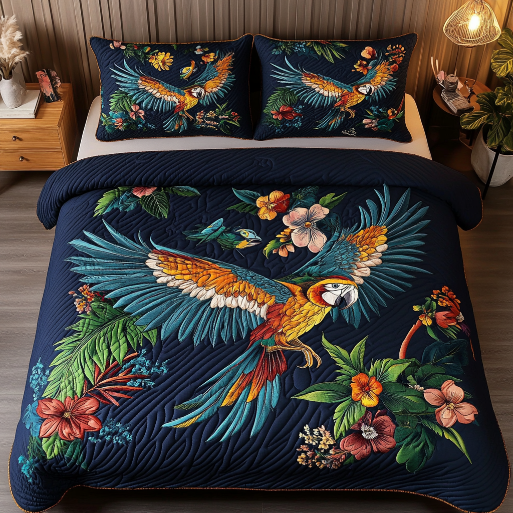 Azure Wings Quilted Bedding Set Personalized Bedding Set Gift for Couples