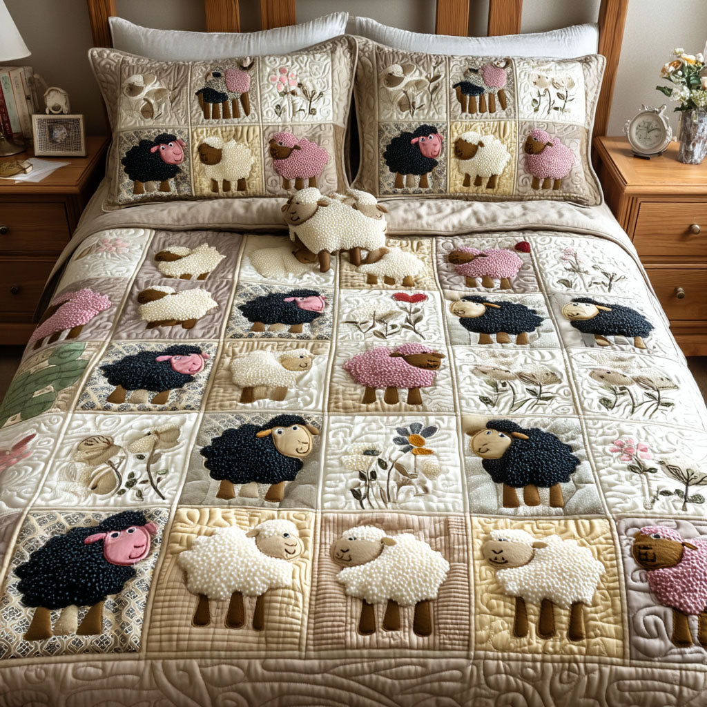 Baa Baa Beauty Quilted Bedding Set Christmas Bed Sheets Sheep Novelty Gifts