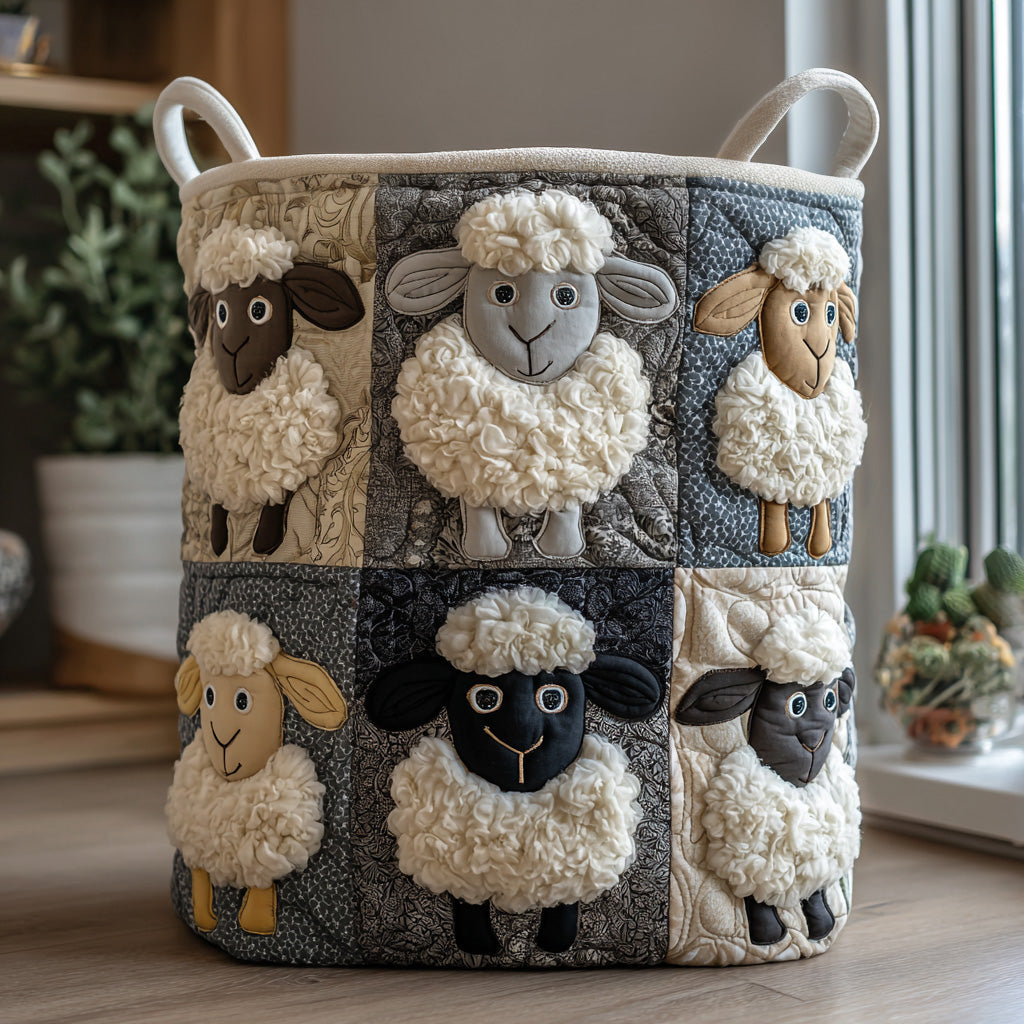 Baa Baa Bliss Quilted Laundry Basket Merch For Family