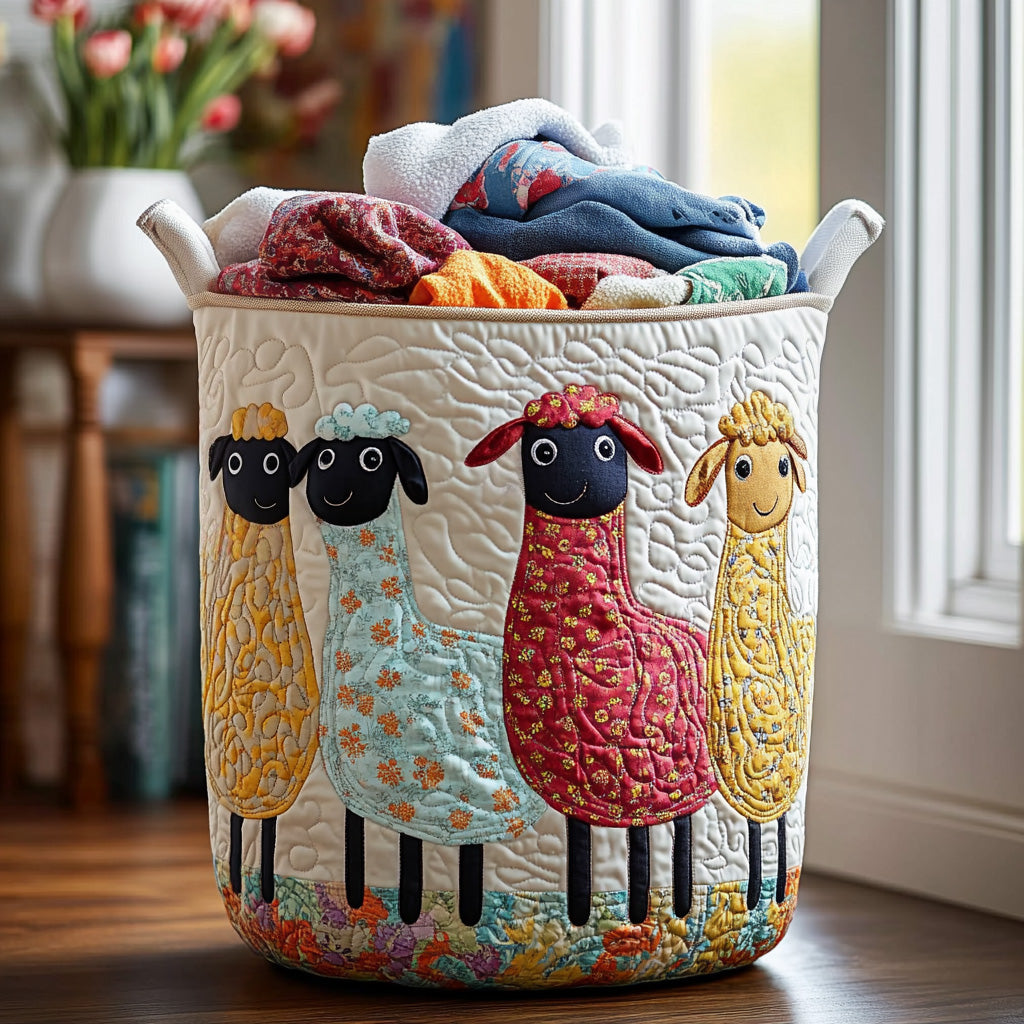 Baa Bunch Quilted Laundry Basket Merch For Cozy Nights