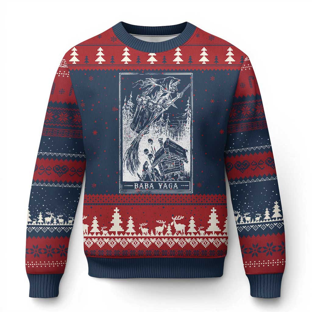 Baba Yaga House Tarot Card Ugly Christmas Sweater Slavic Folklore Apparel Russia Gifts