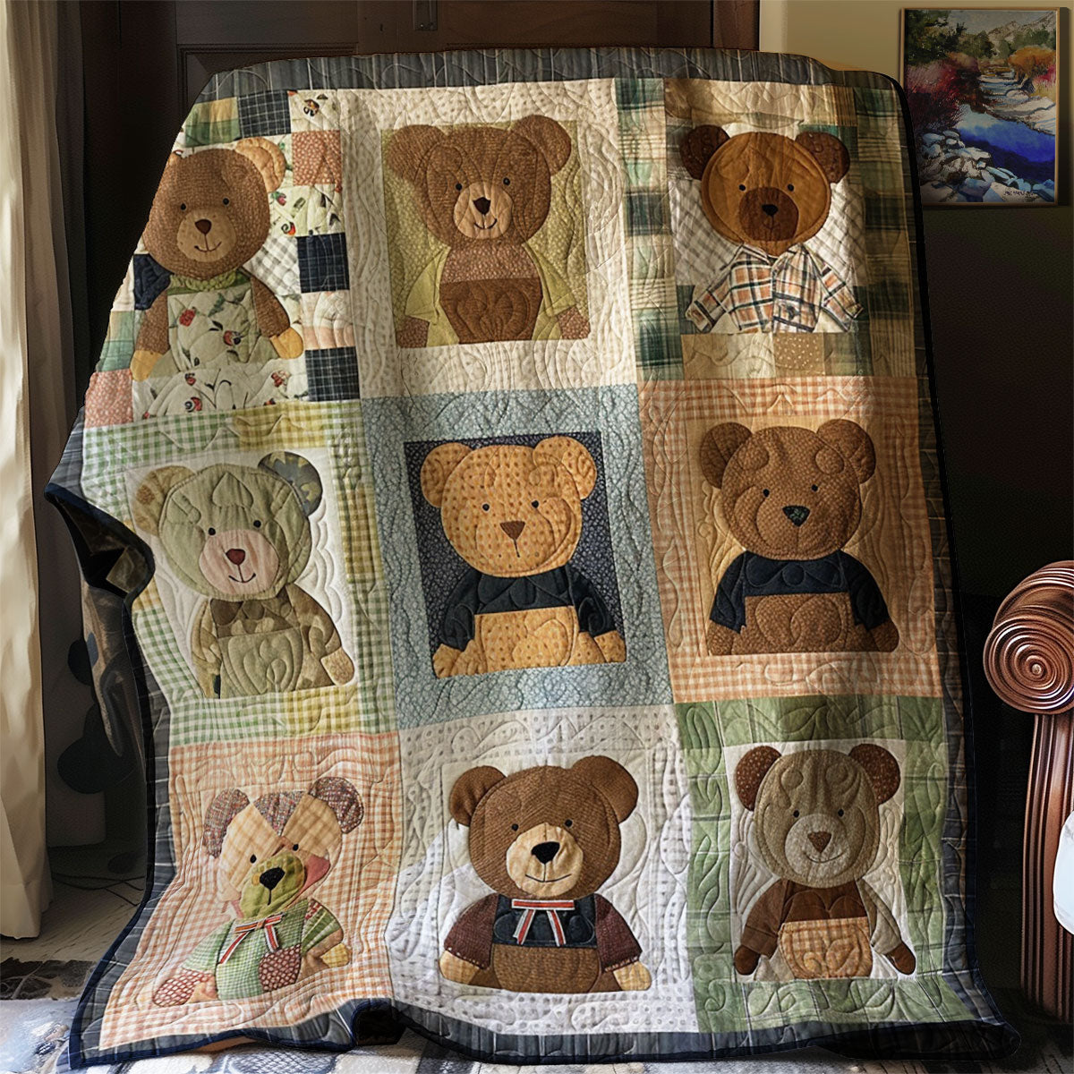 Baby Bear Quilt Home Essential Gift Cozy Quilt Blanket