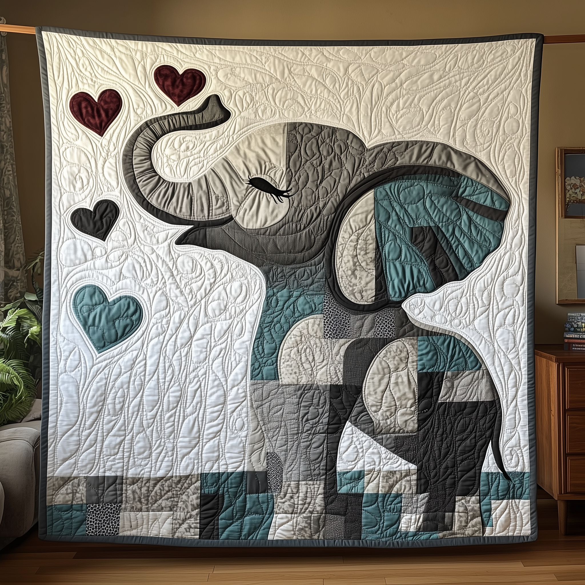 Baby Blue Elephant Cute Motif Quilted Blanket Baby Shower Gifts For Elephant Lovers