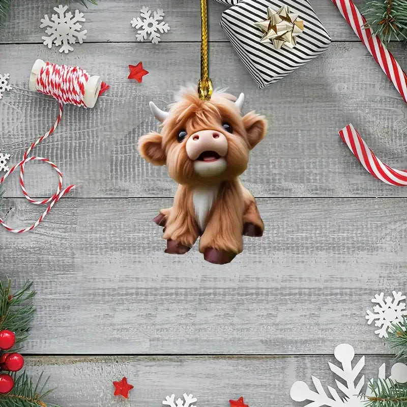 Baby Cow Acrylic Christmas Ornament Xmas Tree Decor Funny Christmas Ornaments