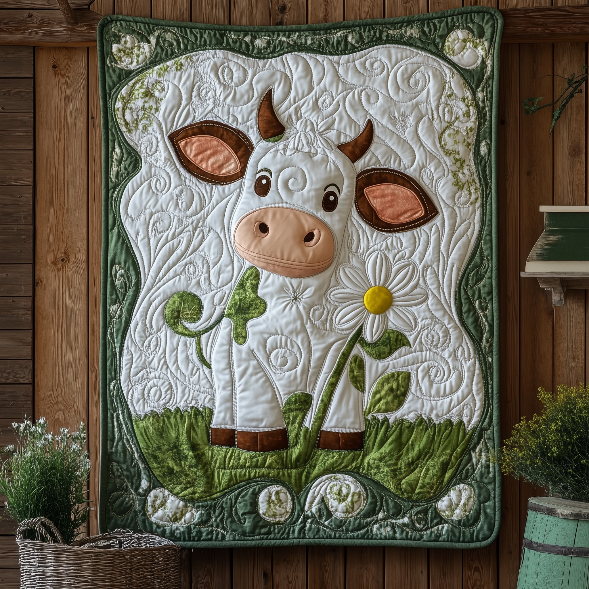 Baby Cow Farm Animal Calf Quilted Blanket Baby Shower Farm Cow Novelty Gifts