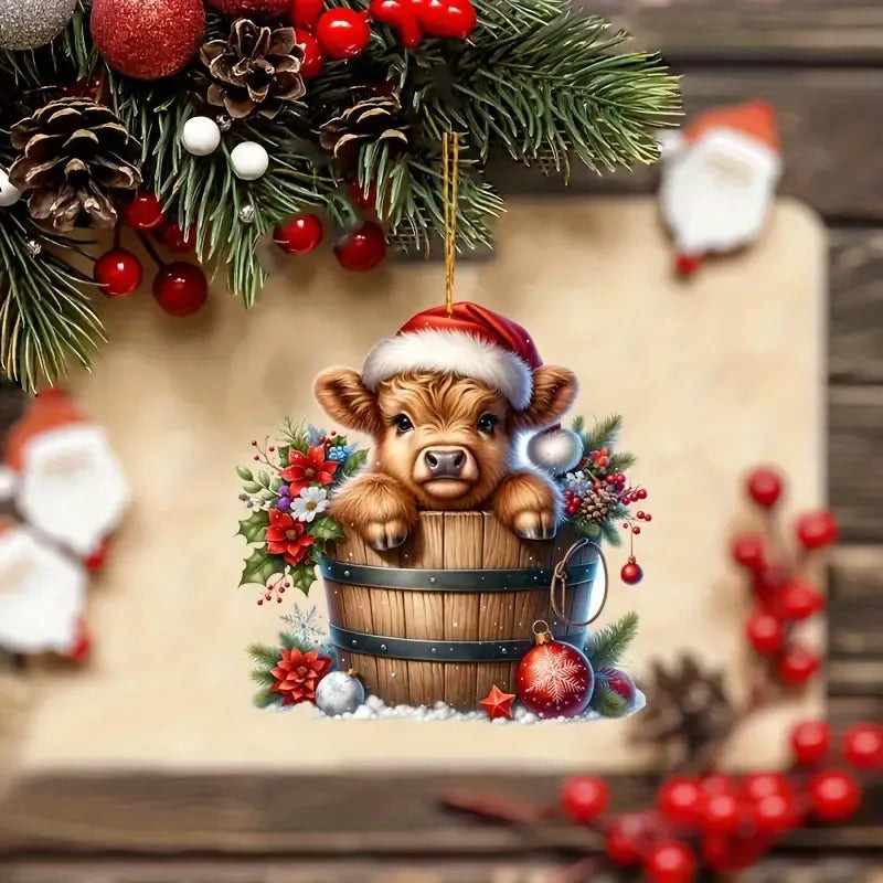 Baby Cow In Bucket Christmas Ornament Xmas Tree Decor Christmas Gifts For Cow Lovers