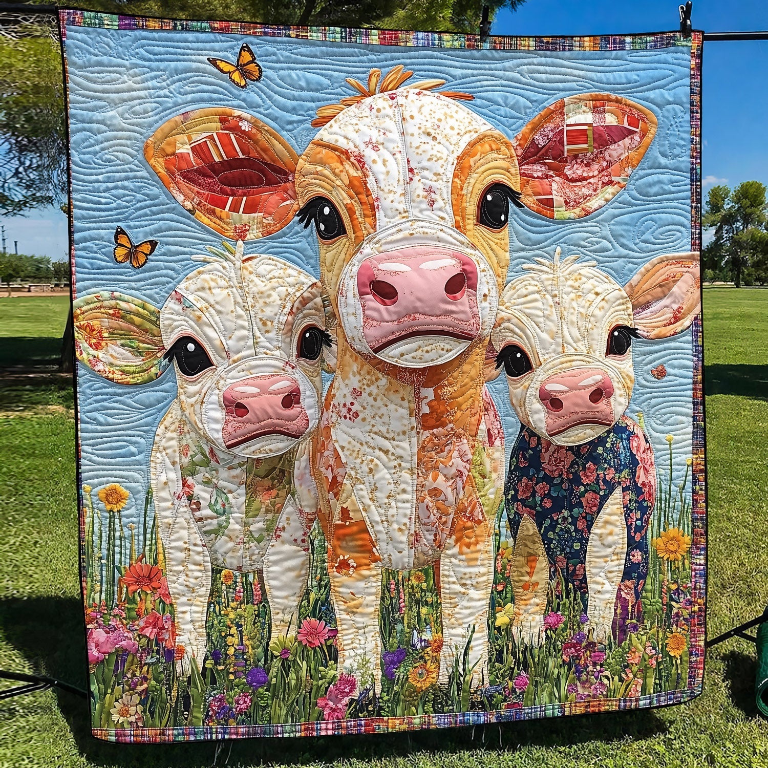 Baby Cows Quilted Blanket Gift For Cow Lover