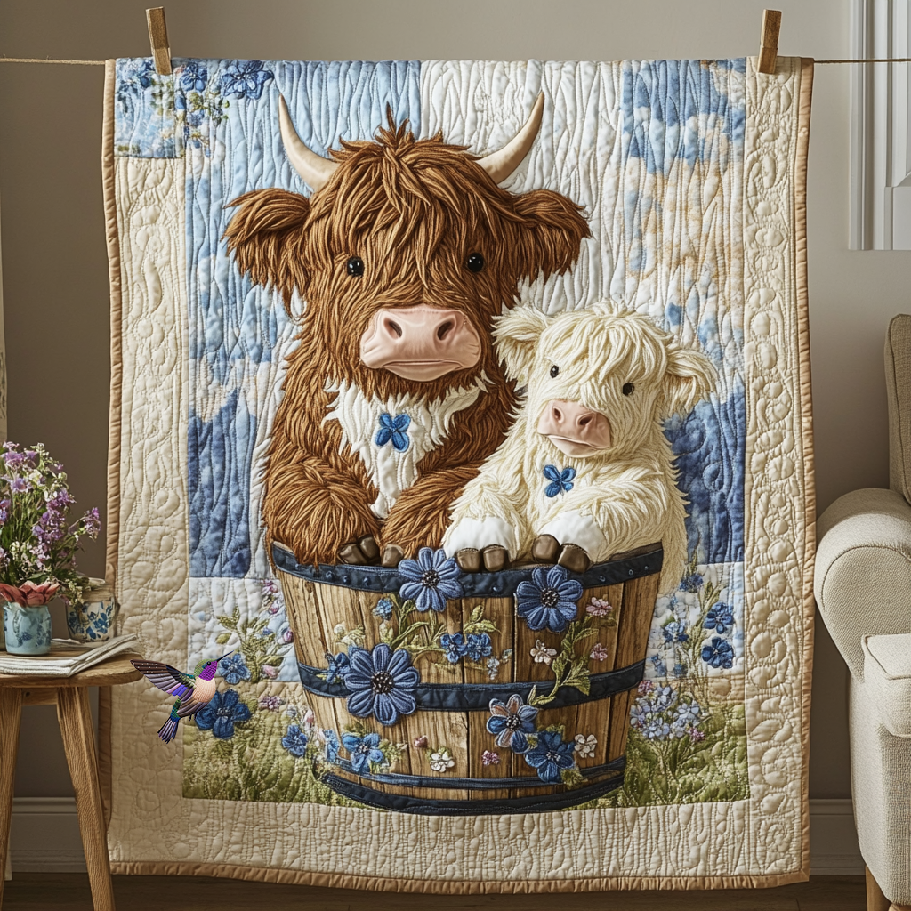 Baby Cute Highland Cow Quilt Blanket King Size Blanket Christmas Gifts For Grandmother