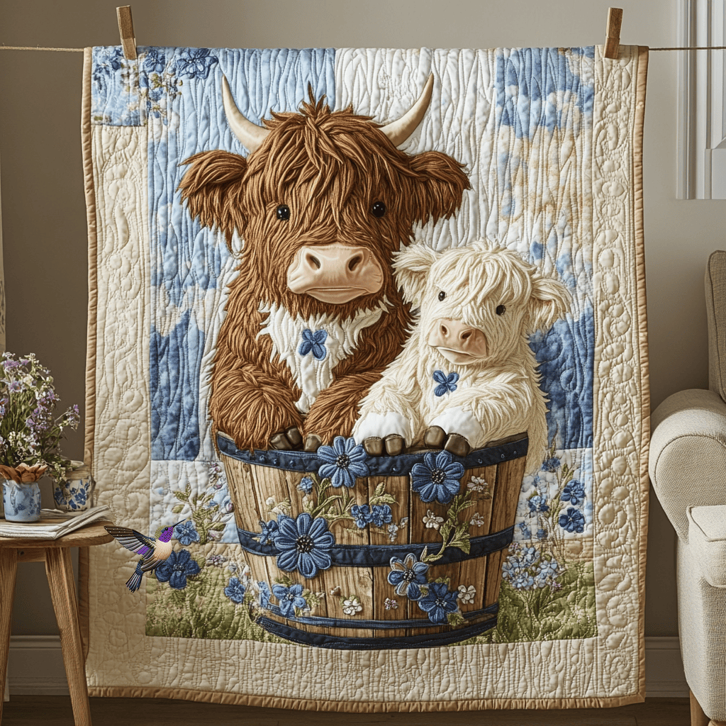 Baby Cute Highland Cow Quilt Blanket Throws And Blankets Mothers Day Gift For My Daughter