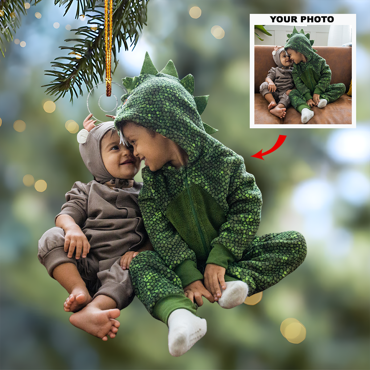 Baby Dinosour Personalized Photo Mica Ornament Gift For Baby Family Members