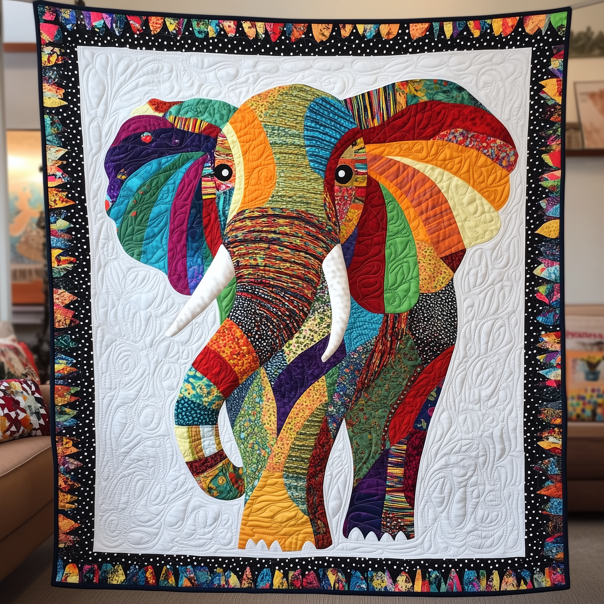 Baby Elephant Cute Pattern Quilted Blanket Toddler Gift Great Gift Idea For Elephant Lovers