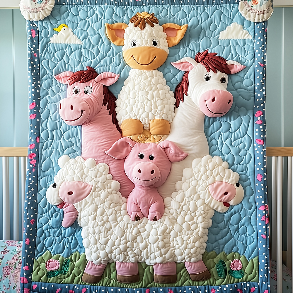 Baby Farmhouse Cute Pattern Quilted Blanket Rustic Baby Shower Birthday Gifts For Farmers