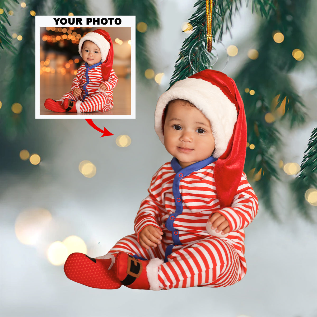 Baby First Christmas 2025 Personalized Custom Photo Mica Ornament Christmas Gift For