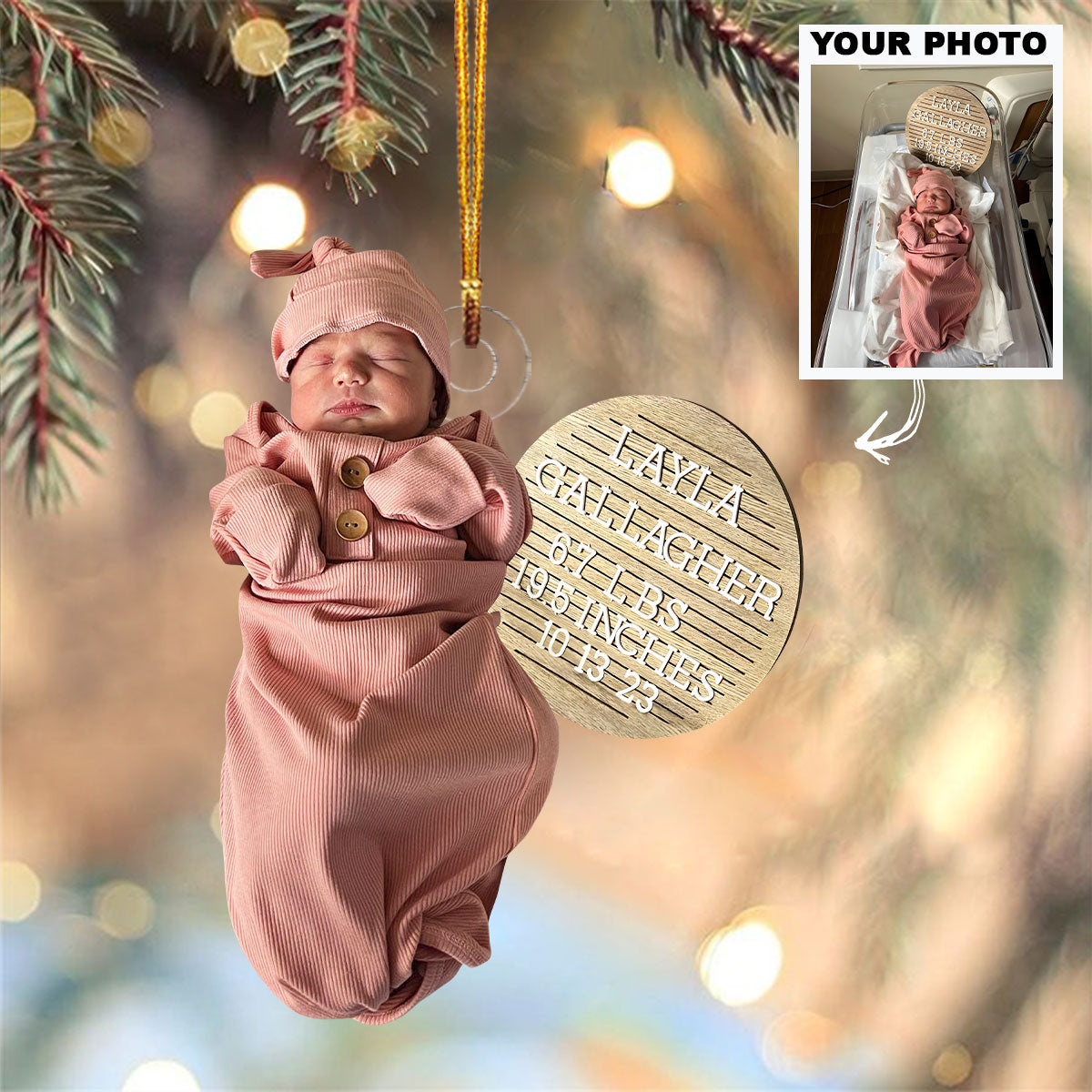 Baby First Christmas Ornament Personalized Custom Photo Mica Ornament Christmas Gift