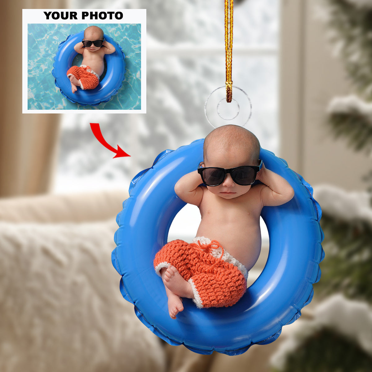 Baby First Christmas Ornament Personalized Photo Mica Ornament Christmas Gift For Family