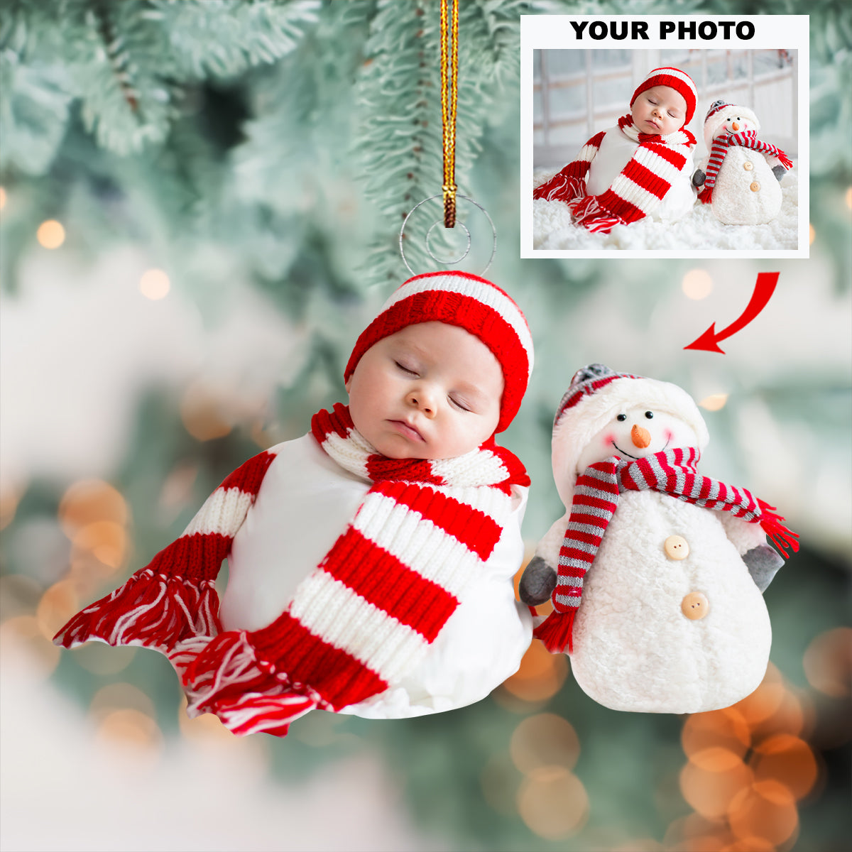 Baby First Christmas Personalized Photo Mica Ornament Christmas Gift For Family Member