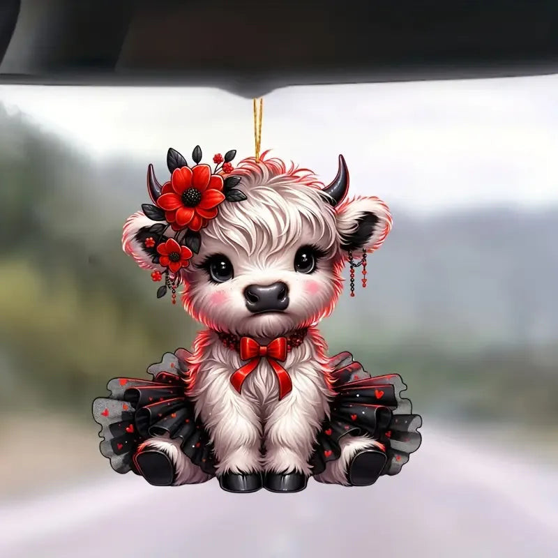 Baby Highland Cow Christmas Car Ornament Christmas Decor Xmas Gifts For Drivers