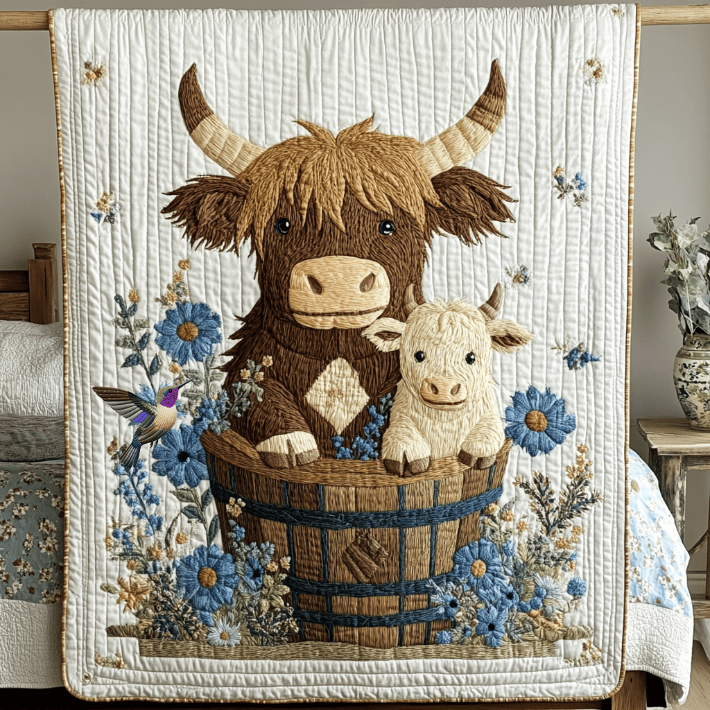 Baby Highland Cow Quilt Blanket Mothers Day Blanket Mother's Day Gifts For Wife