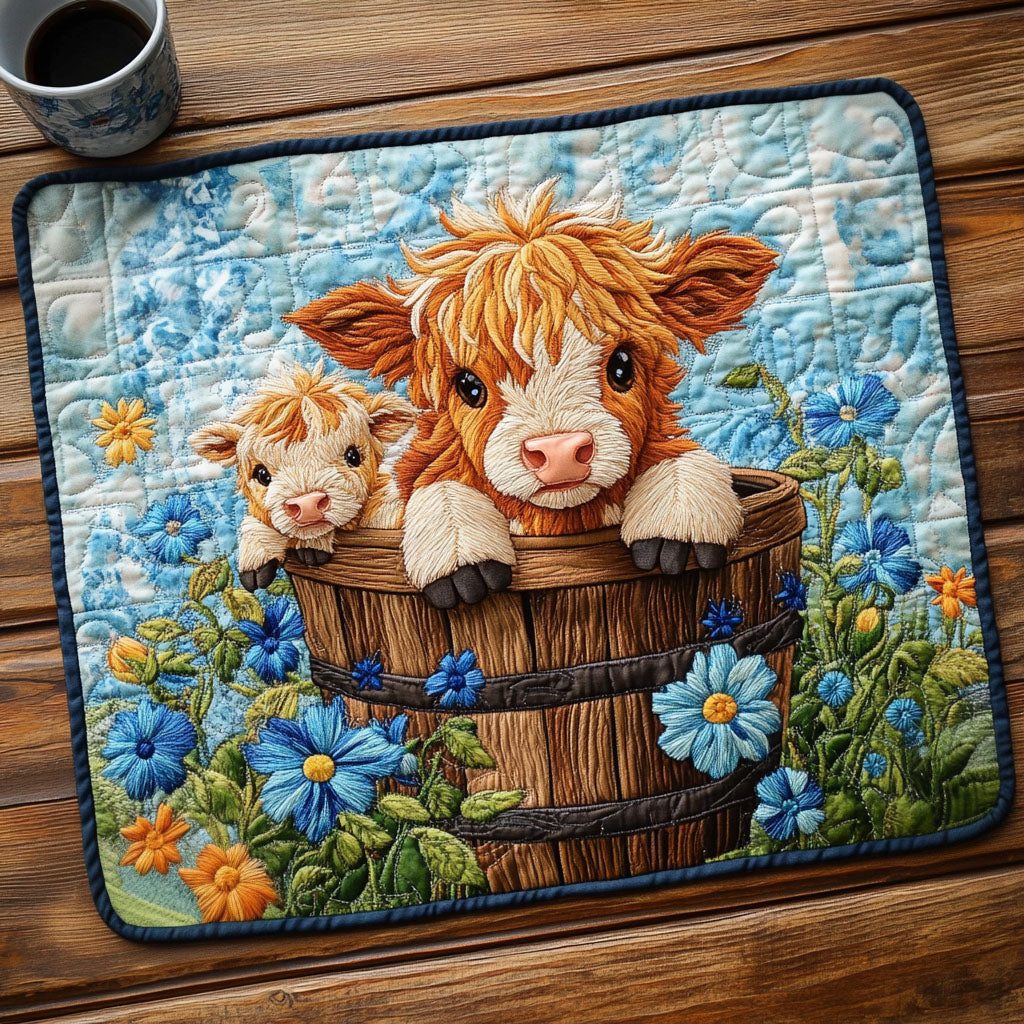 Baby Highland Duo Quilted Placemat Dining Table Accessories Presents For Farmer Dads