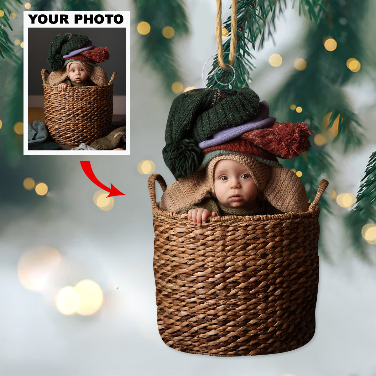 Baby I Love You To The Moon And Back Personalized Photo Mica Ornament Christmas Gift