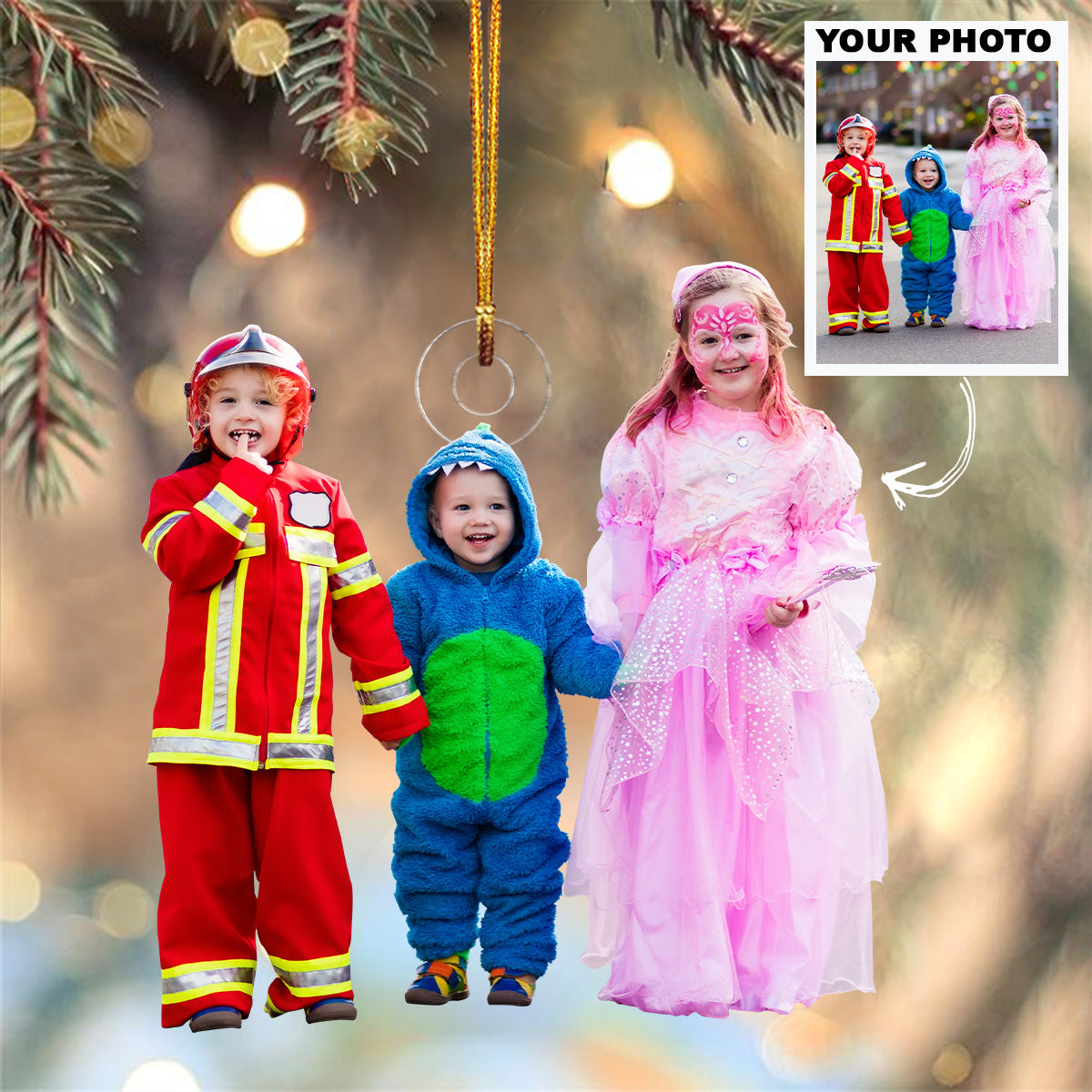 Baby In Funny Costume Personalized Custom Photo Mica Ornament Christmas Gift For Family