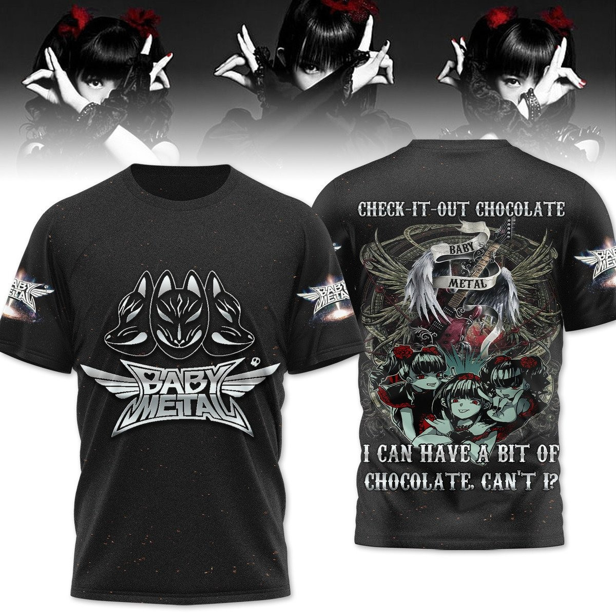 Baby Metal Band Check It Out Chocolate T-Shirt Unique Gifts For Music Lovers
