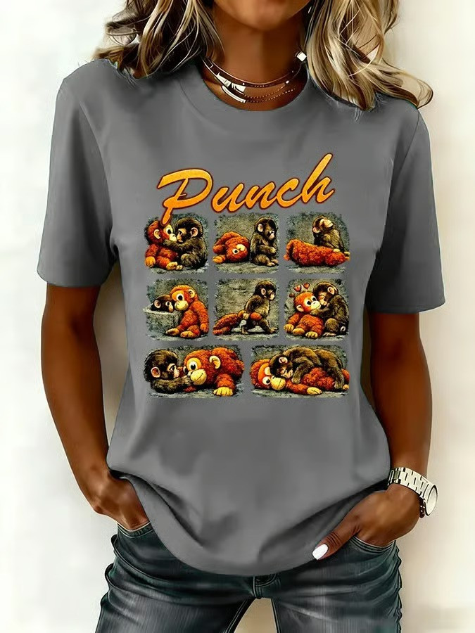 Baby Monkey Punch Collage T-Shirt Funny Animal Graphic Tee Cute Monkey Lover Shirt Best Gift Ideas