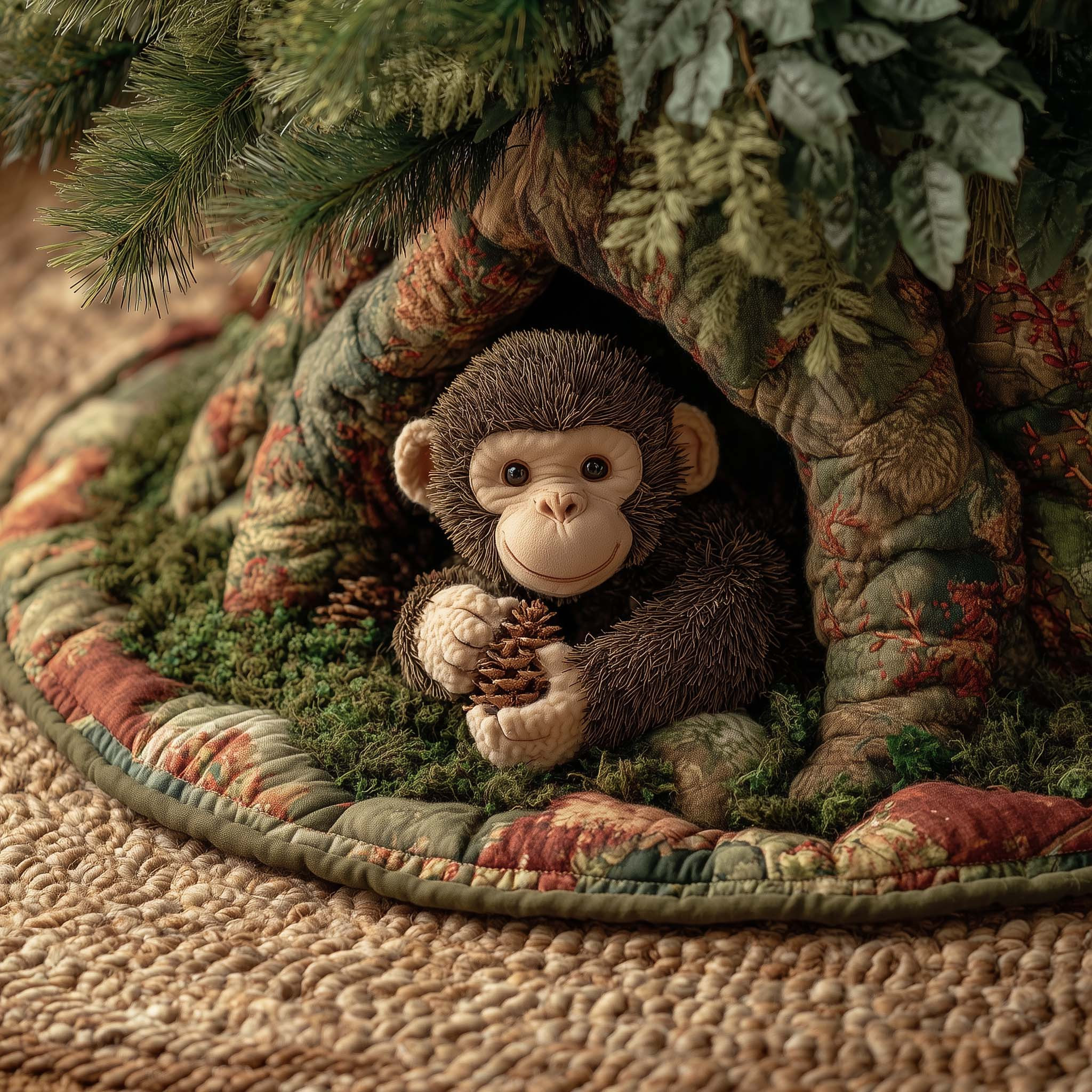 Baby Monkey Quilted Tree Skirt Christmas Tree Skirt Christmas Gifts For Monkey Lovers