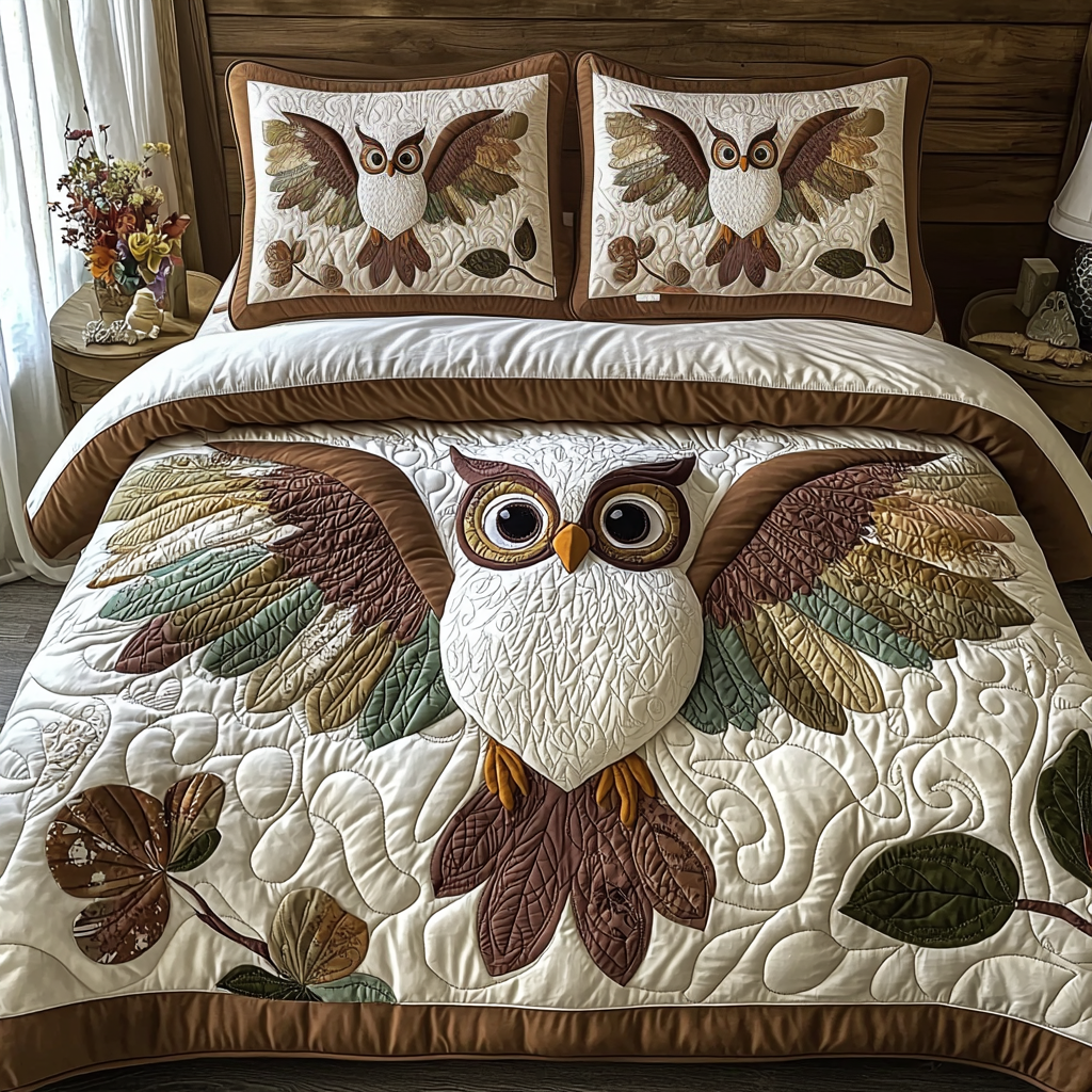 Baby Owl Quilted Bedding Set Bedroom Decorations Owl Theme Gifts