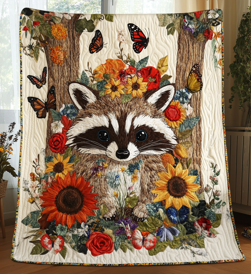 Baby Raccoon Quilted Blanket Raccoon Fleece Blanket Cozy Fall Gift Ideas