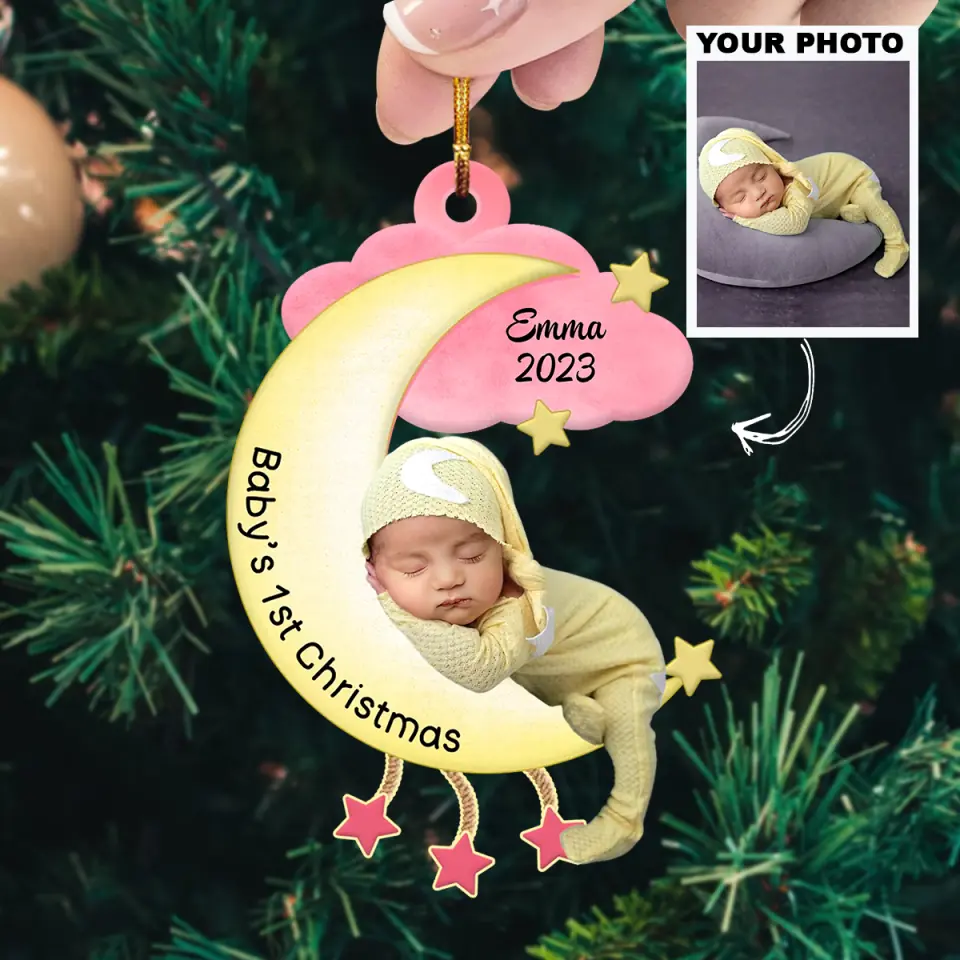 Baby S Christmas Personalized Custom Photo Mica Ornament Christmas Gift For Baby
