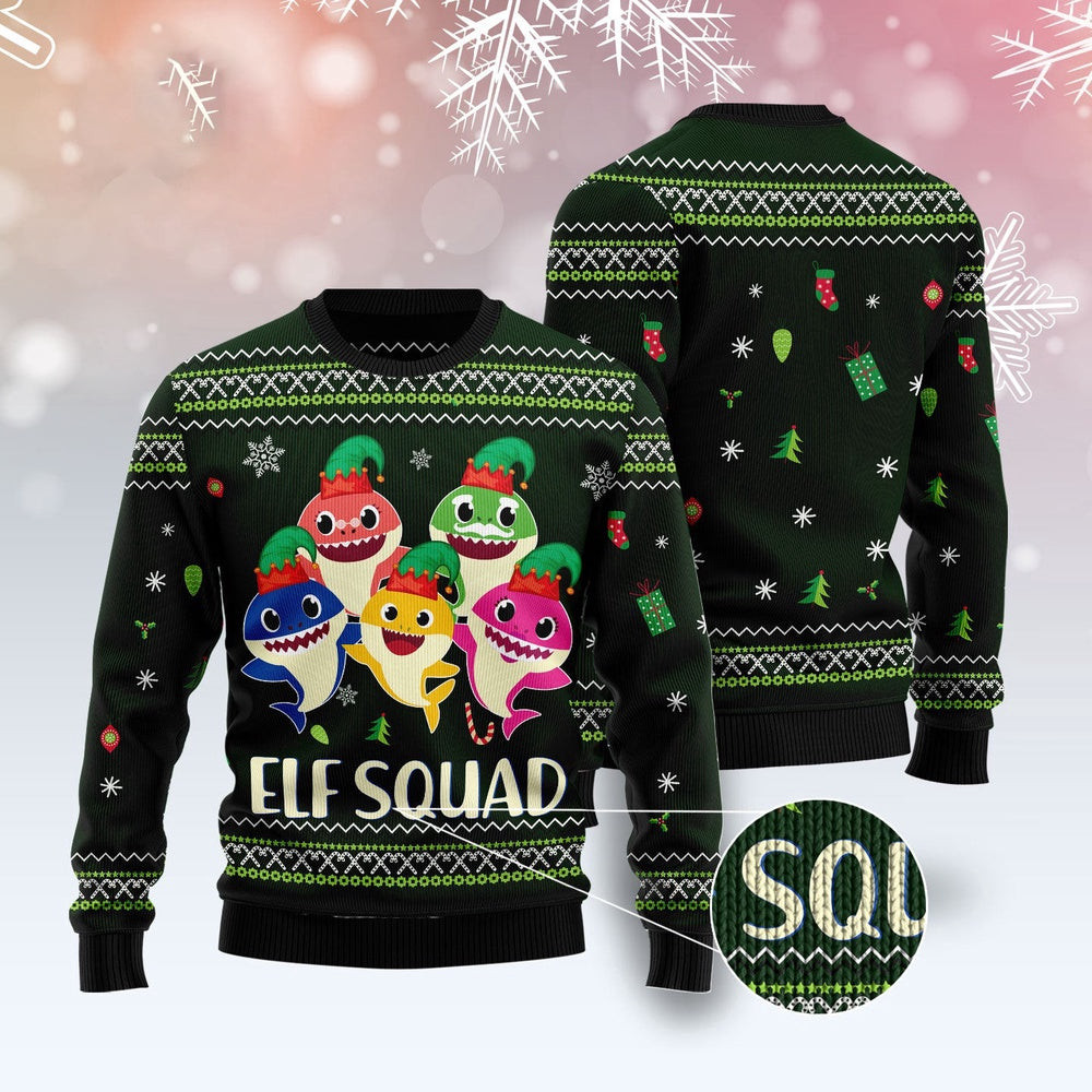 Baby Shark Elf Ugly Christmas Sweater Funny Ugly Christmas Sweater