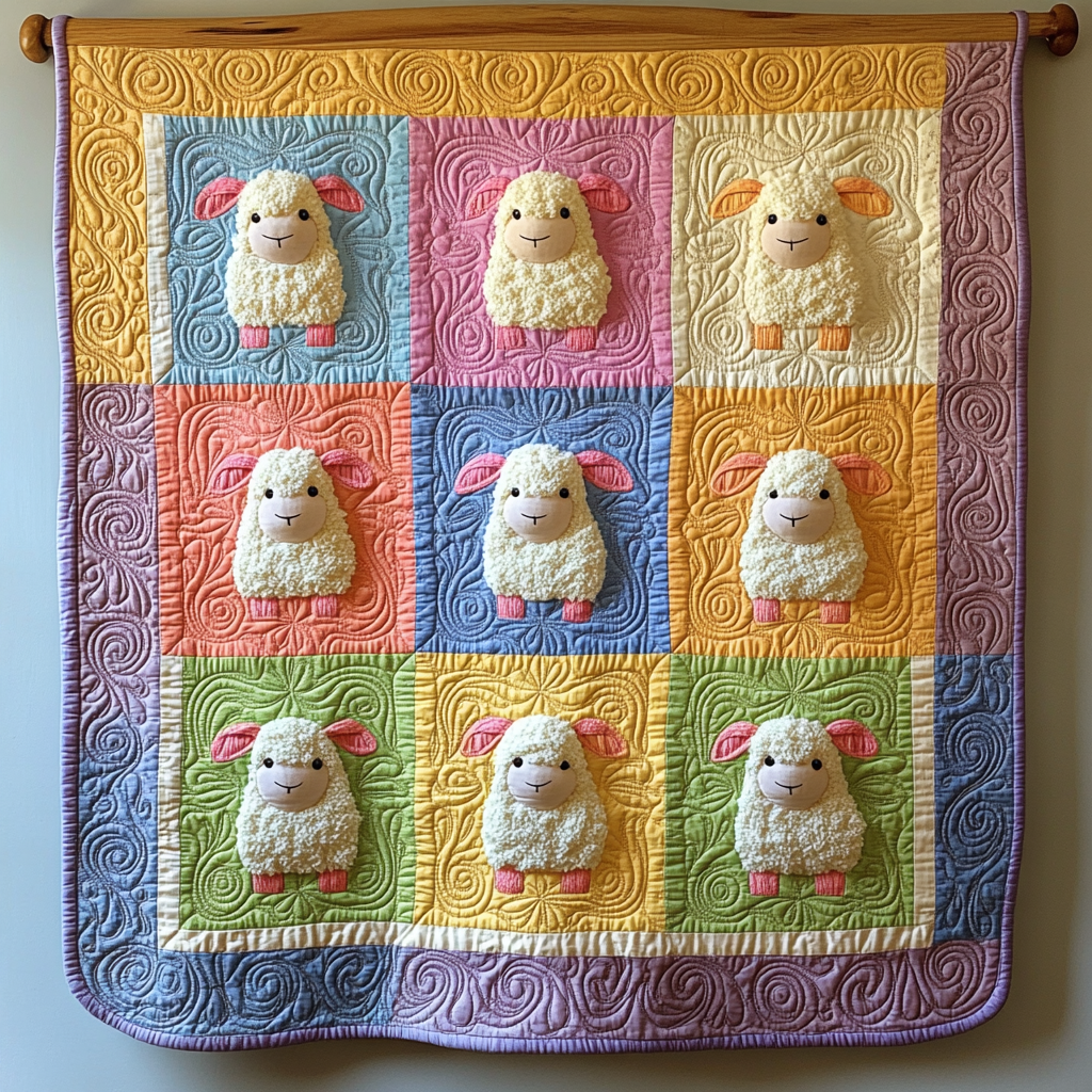 Baby Sheep Farm Animal Cute Quilted Blanket Farmhouse Nursery Kids Presents For Sheep Farmers