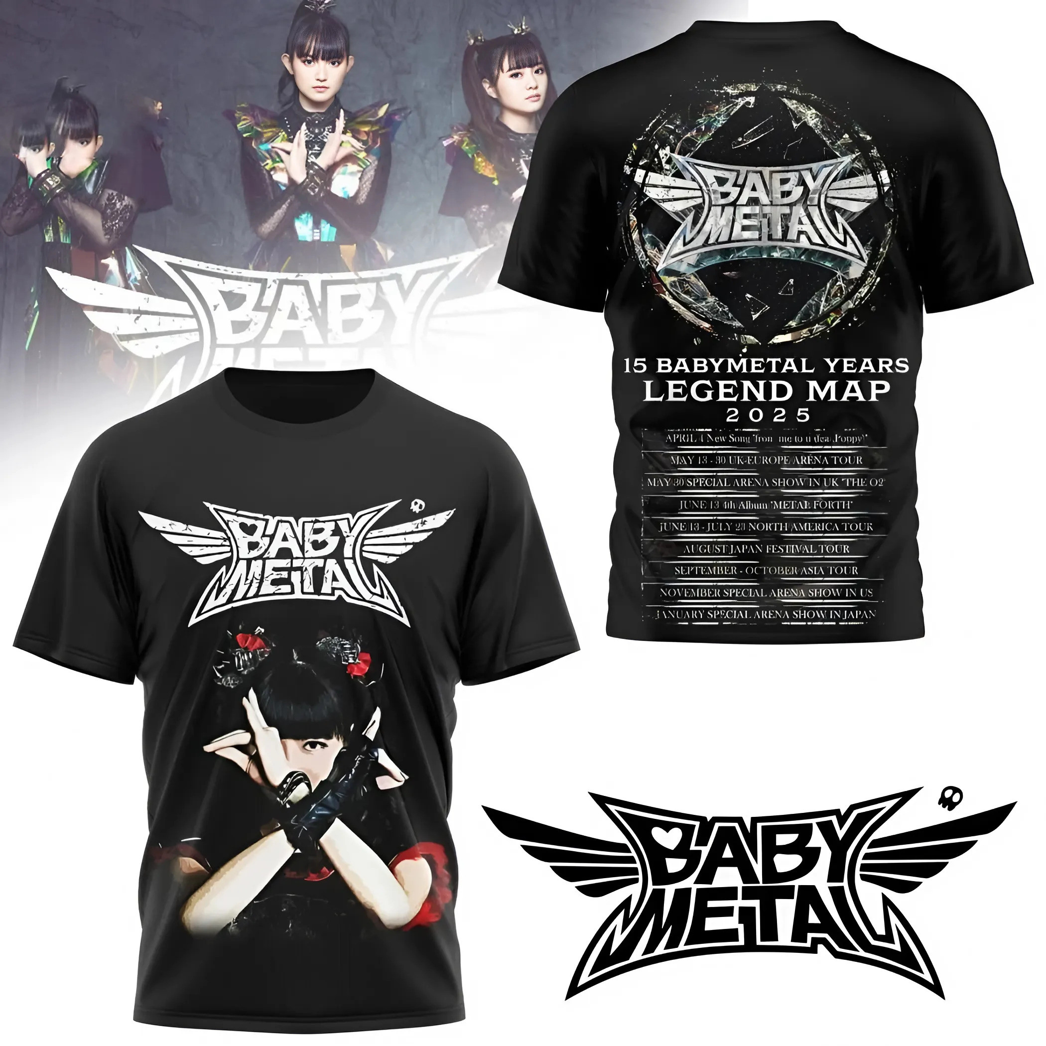 Babymetal 15 Years Legend Map 2025 T-Shirt Unique Music Fans Merch Gift For Her
